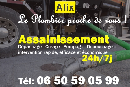 assainissement Alix - vidange Alix - curage Alix - pompage Alix - eaux usées Alix - camion pompe Alix