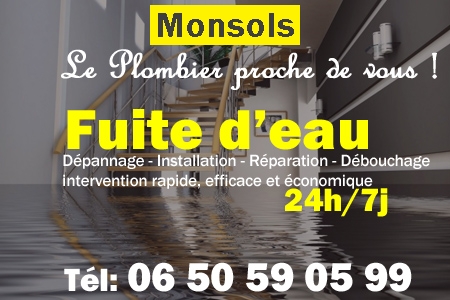 fuite Monsols - fuite d'eau Monsols - fuite wc Monsols - recherche de fuite Monsols - détection de fuite Monsols - dépannage fuite Monsols