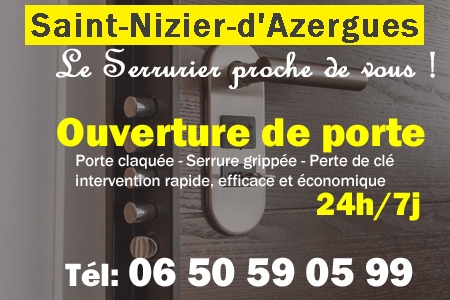 Ouverture de porte Saint-Nizier-d'Azergues - Porte claquée Saint-Nizier-d'Azergues - Porte fermée Saint-Nizier-d'Azergues - serrure bloquée Saint-Nizier-d'Azergues - serrure grippée Saint-Nizier-d'Azergues